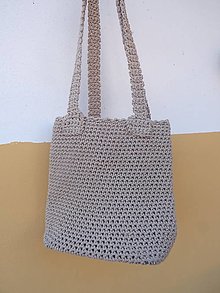 Iné tašky - Háčkovaná taška béžová s dnom - 16379346_