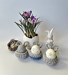 Dekorácie - Veľkonočné košíčky na vajíčka . (Modrá -sivá) - 16383421_