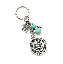 Kľúčenky - Kľúčenka "sv. Krištof" s anjelikom (smaragd svetlý) - 16382640_