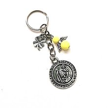 Kľúčenky - Kľúčenka "sv. Krištof" s anjelikom (žltá) - 16382662_
