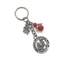 Kľúčenky - Kľúčenka "sv. Krištof" s anjelikom (červená) - 16382666_