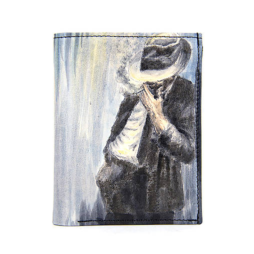 Pánska kožená peňaženka s motívom Mafiána, ručná maľba