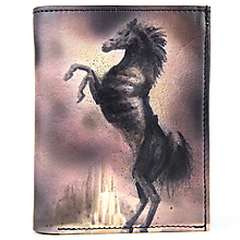 Pánske tašky - Pánska kožená peňaženka s motívom Žrebca, ručná maľba - 16381498_