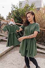 Oblečenie na dojčenie - Ačkové oversize šaty MAMA a DCÉRA – army zelená - 16380453_