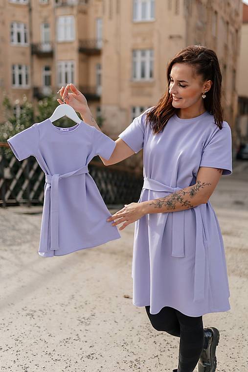 Oblečenie na dojčenie - Ačkové oversize šaty MAMA a DCÉRA – LILA - 16380337_