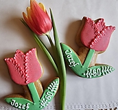 Dekorácie - Medovníkový tulipán ako menovka - 16383542_