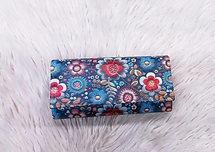 Peňaženky - Peňaženka 3D lúka modrá - ekokoža - 16386073_