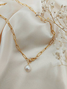 Náhrdelníky - Náhrdelník chain+pearl - 16386450_