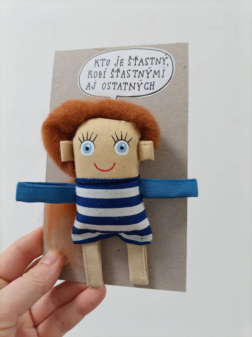 Magnetky - Slečinka - textilná magnetka - 16384445_