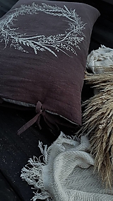 Úžitkový textil - Ľanový vankúš veniec trávy hendý 60x40cm - 16384111_