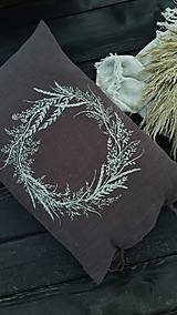 Úžitkový textil - Ľanový vankúš veniec trávy hendý 60x40cm - 16384114_