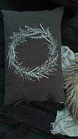 Úžitkový textil - Ľanový vankúš veniec trávy zelený khaki - 16384196_