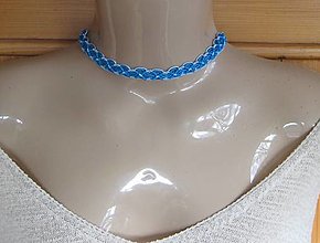 Náhrdelníky - Čipkovaný náhrdelník obojok choker (dvojfarebný- svetlo modrá+tyrkysová, č. 3891) - 16384355_