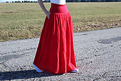 Sukne - Dlhá červená sukňa s vyšívanými kvetmi - 16386115_
