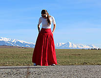 Sukne - Dlhá červená sukňa s vyšívanými kvetmi - 16386117_