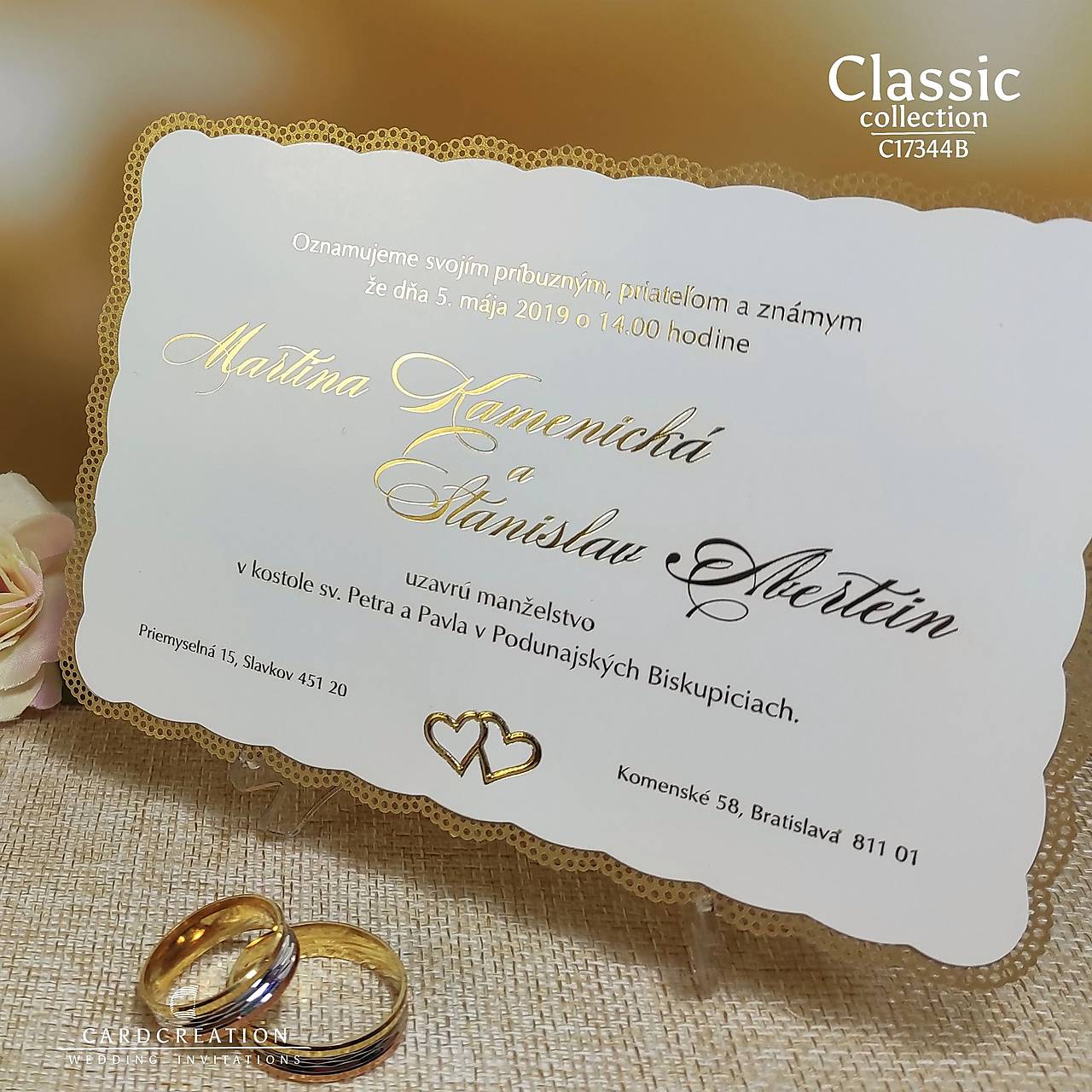 Svadobné oznámenie zlaté 17344