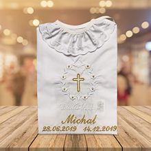 Detské oblečenie - Košieľka na krst k01 bielo-zlatá - 16384913_