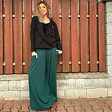 Nohavice - Kalhotová sukně zelená dlouhá - 16387262_