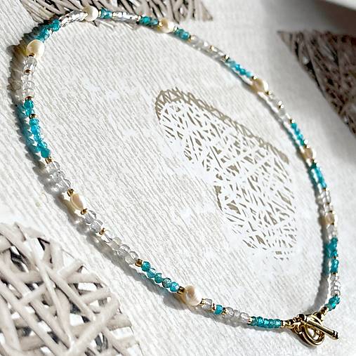 Luxury Apatite and Labradorite Steel Necklace / Náhrdelník apatit, labradorit, oceľ E021