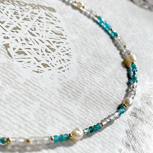 Luxury Apatite and Labradorite Steel Necklace / Náhrdelník apatit, labradorit, oceľ E021