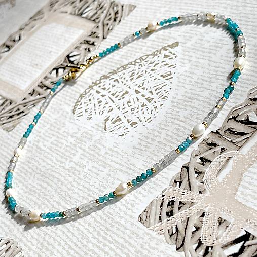 Luxury Apatite and Labradorite Steel Necklace / Náhrdelník apatit, labradorit, oceľ E021