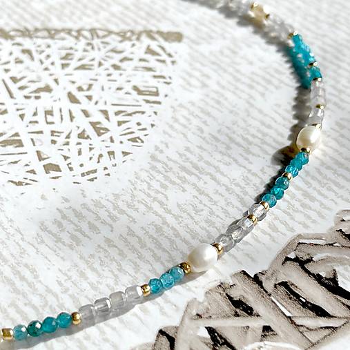 Luxury Apatite and Labradorite Steel Necklace / Náhrdelník apatit, labradorit, oceľ E021