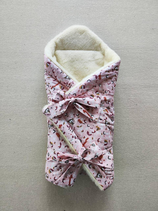 Detský textil - Vlnienka Klasická zavinovačka pre novorodenca zimná 100% MERINO TOP Zvieratká ružové - 16387451_