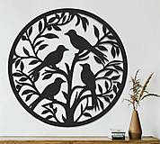Dekorácie - Vtáci okrúhly drevený obraz v1 - 16389121_