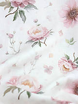 Textil - Elegantná autorská látka zo 100% premiového ľanu, kvetinovým vzorom "Linen Peony"  0,5m - 16387854_