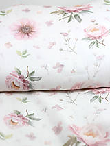 Textil - Elegantná autorská látka zo 100% premiového ľanu, kvetinovým vzorom "Linen Peony"  0,5m - 16387858_