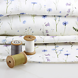 Textil - Elegantná autorská látka zo 100% premiového ľanu, s kvetinovým vzorom "Linen Garden"  0,5m - 16387928_