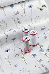 Textil - Elegantná autorská látka zo 100% premiového ľanu, s kvetinovým vzorom "Linen Garden"  0,5m - 16387954_