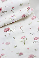 Textil - Elegantná autorská látka zo 100% premiového ľanu, s kvetinovým vzorom "Linen Rose"  0,5m - 16388632_