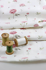 Textil - Elegantná autorská látka zo 100% premiového ľanu, s kvetinovým vzorom "Linen Rose"  0,5m - 16388637_