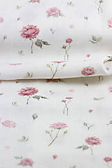 Textil - Elegantná autorská látka zo 100% premiového ľanu, s kvetinovým vzorom "Linen Rose"  0,5m - 16388638_