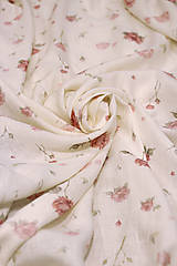 Textil - Elegantná autorská látka zo 100% premiového ľanu, s kvetinovým vzorom "Linen Rose"  0,5m - 16388660_