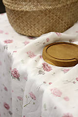 Textil - Elegantná autorská látka zo 100% premiového ľanu, s kvetinovým vzorom "Linen Rose"  0,5m - 16388661_