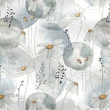 Textil - sivé kvety, 100 % bavlnený satén EÚ, šírka 160 cm - 16387468_