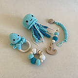 Hračky - Morský set s medúzou a chobotnicou / tyrkysovo-modrý - 16387588_