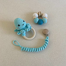 Hračky - Morský set s medúzou a chobotnicou / tyrkysovo-modrý (3 hračky) - 16387579_