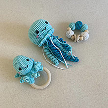 Hračky - Morský set s medúzou a chobotnicou / tyrkysovo-modrý (3 hračky) - 16387580_
