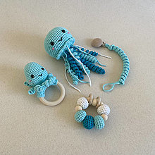 Hračky - Morský set s medúzou a chobotnicou / tyrkysovo-modrý (4 hračky) - 16387581_