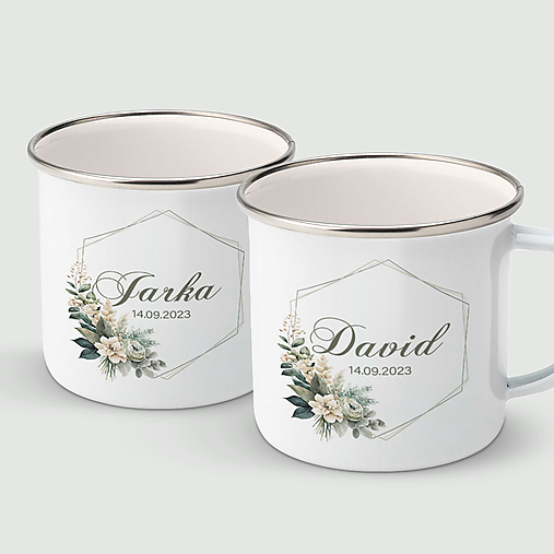 Nádoby - SVADOBNÝ 24 double set smaltovaných hrnčekov - 16388048_