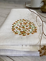 Úžitkový textil - Veľká noc - biela Ľanová utierka ,, oranžová KRASLICA " - 16389000_