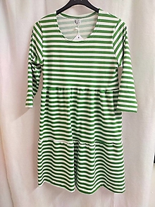 Šaty - Dámské volánové šaty zelený pruh - S/M,M/L - 16387378_