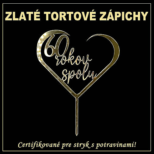 Dekorácie - Tortový zápich kombinovaný - Zrkadlovo - zlatý - 16387552_