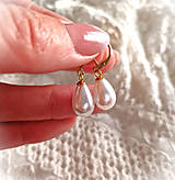 Náušnice - Náušnice*perla*kvapky*pozlátená oceľ - 16387608_