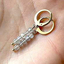 Náušnice - Labradorite Steel Gold Earrings / Náušnice fialové slzy, oceľ v zlatej farbe E021 - 16392675_