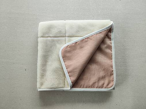 Úžitkový textil - Vlnienka Vlnená deka 100% merino Top super wash Natural 100% ľan Powder Pink púdrová ružová - 16391745_
