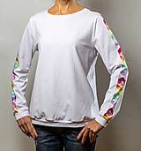Topy, tričká, tielka - Mikinotričko biele s farebnými pásmi na rukávoch - 16392563_